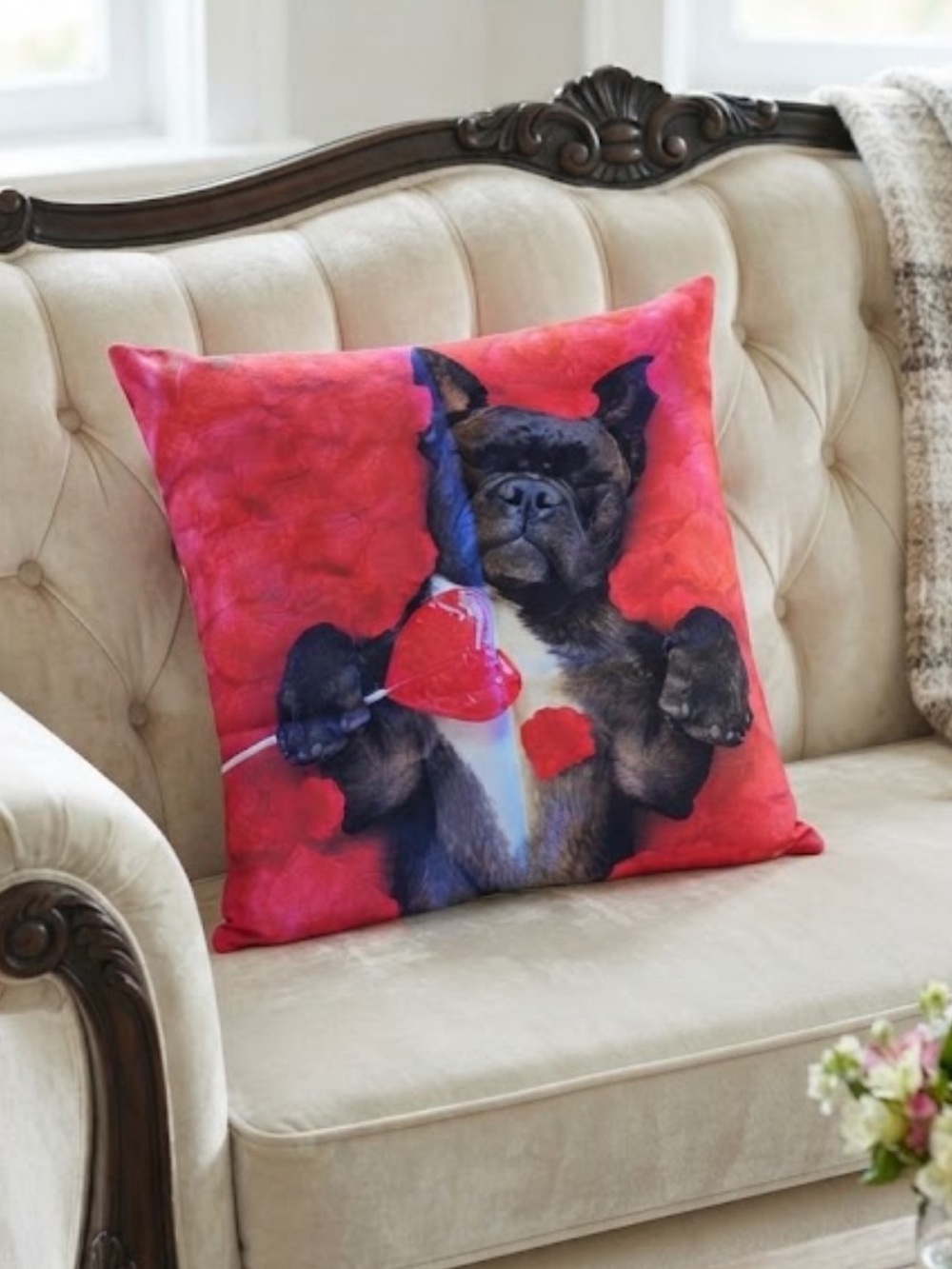 Beautiful Dog Print Cushion Cover Without Filler new 17/17